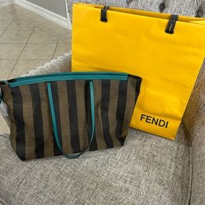 Fendi Black and Teal Interior Bag